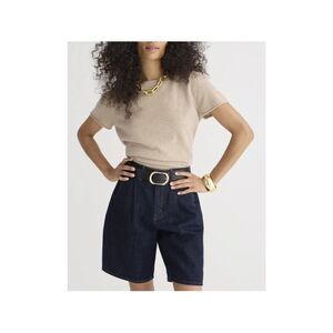 J. Crew Tan Relaxed Short-Sleeve Cashmere Sweater minimalist luxury size Large